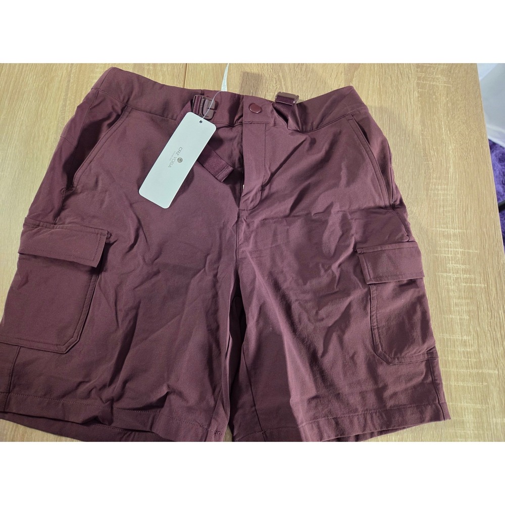 CRZ YOGA Crago Shorts Dark Russet Burgundy Cargo Hiking Athletic RS86 Womens M L